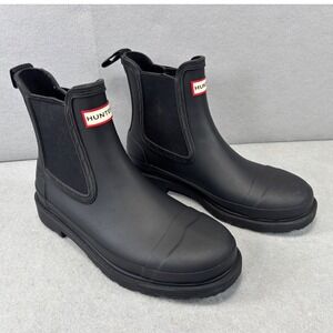 Hunter‎ Commando Chelsea Boots Black Women's Size 7 M Pull On waterproof